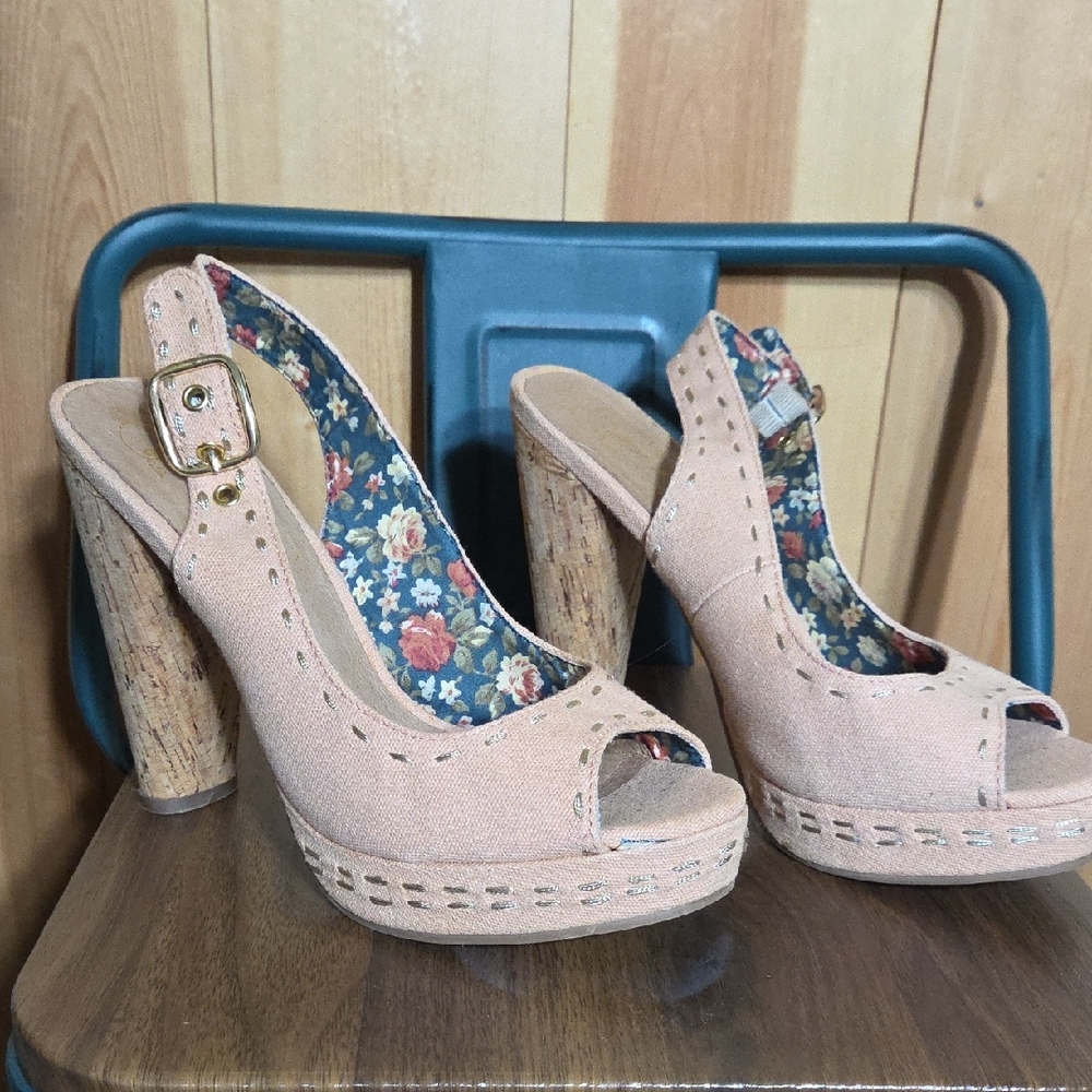 Envy Tan Platform Slingback Heels